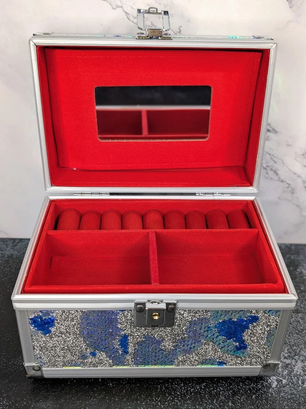 Iridescent Sequin Jewelry Travel Case